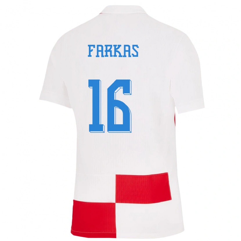 Danxen Mulher Camisola Croácia Niko Farkas #16 Branco Vermelho Principal 24-26 Camisa