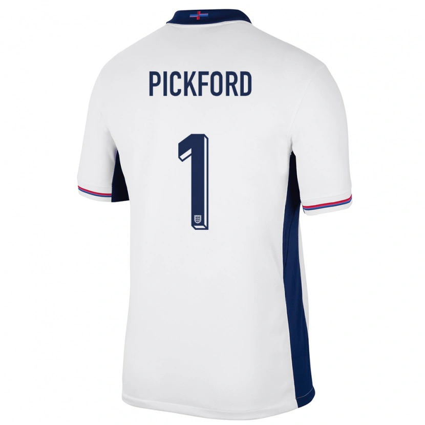 Danxen Mulher Camisola Inglaterra Jordan Pickford #1 Branco Principal 24-26 Camisa
