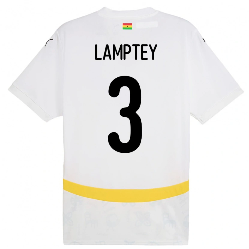 Danxen Mulher Camisola Gana Tariq Lamptey #3 Branco Principal 24-26 Camisa