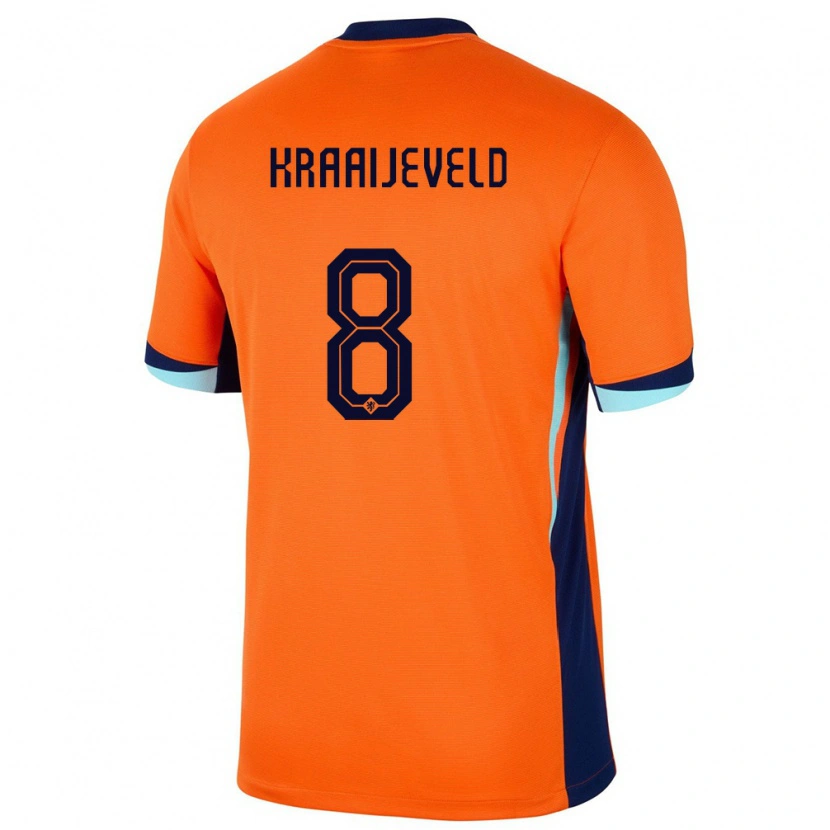 Danxen Mulher Camisola Países Baixos Thijs Kraaijeveld #8 Laranja Principal 24-26 Camisa
