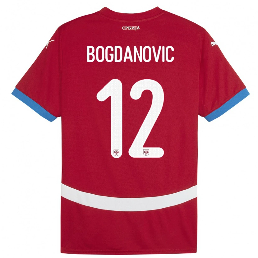 Danxen Mulher Camisola Sérvia Bogdan Bogdanovic #12 Vermelho Principal 24-26 Camisa