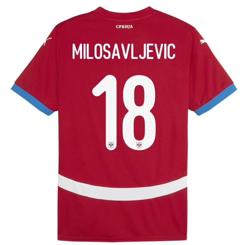 Danxen Mulher Camisola Sérvia Jovan Milosavljevic #18 Vermelho Principal 24-26 Camisa