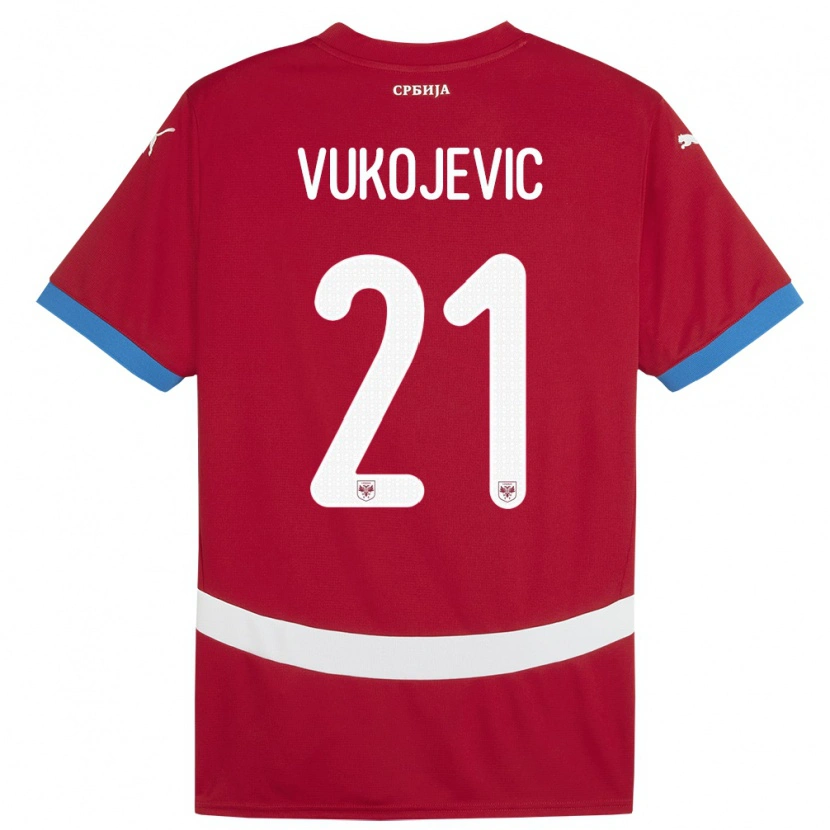 Danxen Mulher Camisola Sérvia Veljko Vukojevic #21 Vermelho Principal 24-26 Camisa