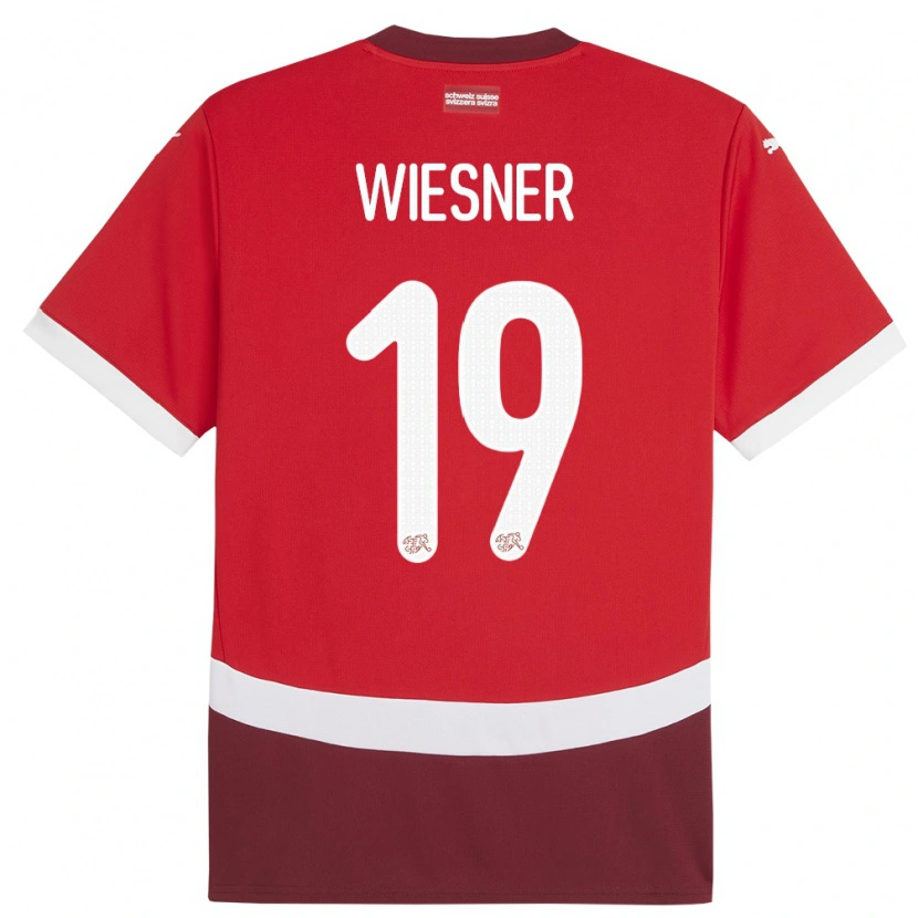 Danxen Mulher Camisola Suiça Timo Wiesner #19 Vermelho Principal 24-26 Camisa