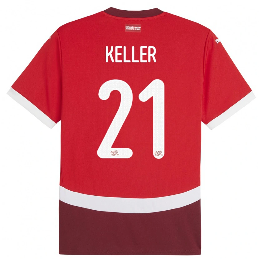 Danxen Mulher Camisola Suiça Marvin Keller #21 Vermelho Principal 24-26 Camisa