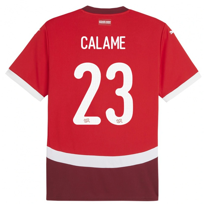 Danxen Mulher Camisola Suiça Marouane Calame #23 Vermelho Principal 24-26 Camisa