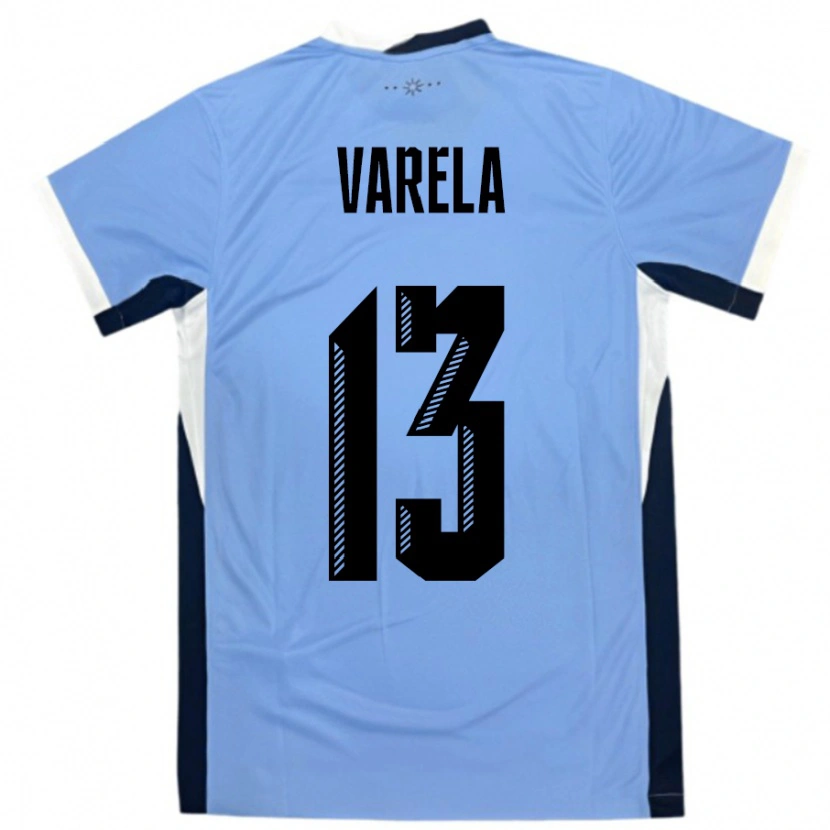 Danxen Mulher Camisola Uruguai Guillermo Varela #13 Branco Preto Principal 24-26 Camisa