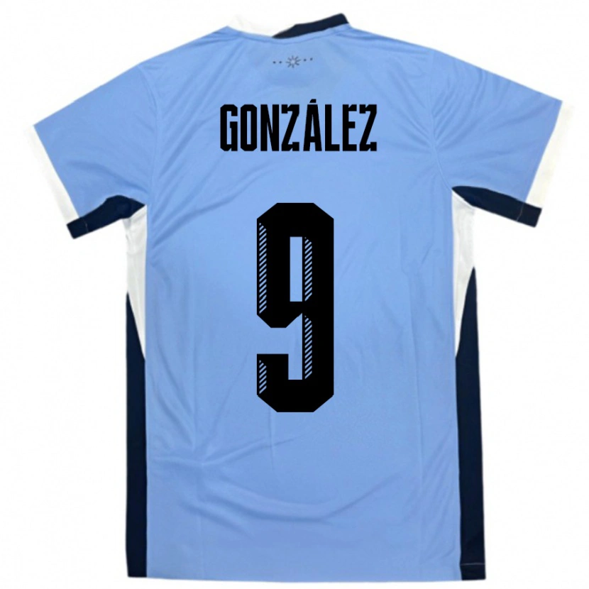 Danxen Mulher Camisola Uruguai Pamela Gonzalez #9 Branco Preto Principal 24-26 Camisa