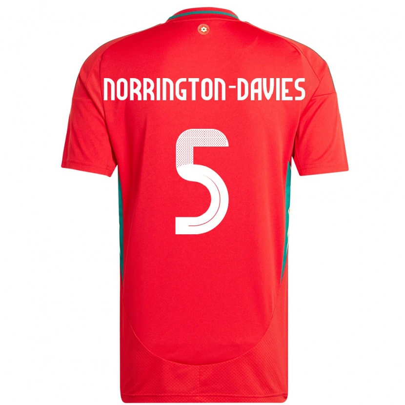 Danxen Mulher Camisola País De Gales Rhys Norrington-Davies #5 Vermelho Principal 24-26 Camisa