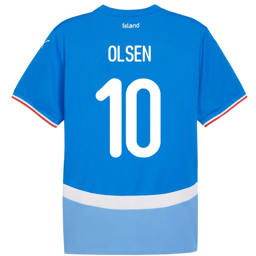 Danxen Mulher Camisola Islândia Gunnar Olsen #10 Azul Principal 24-26 Camisa