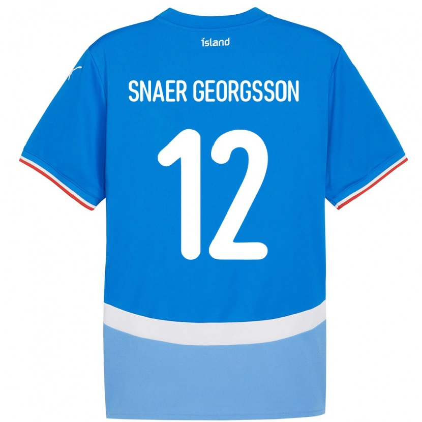 Danxen Mulher Camisola Islândia Halldór Snaer Georgsson #12 Azul Principal 24-26 Camisa