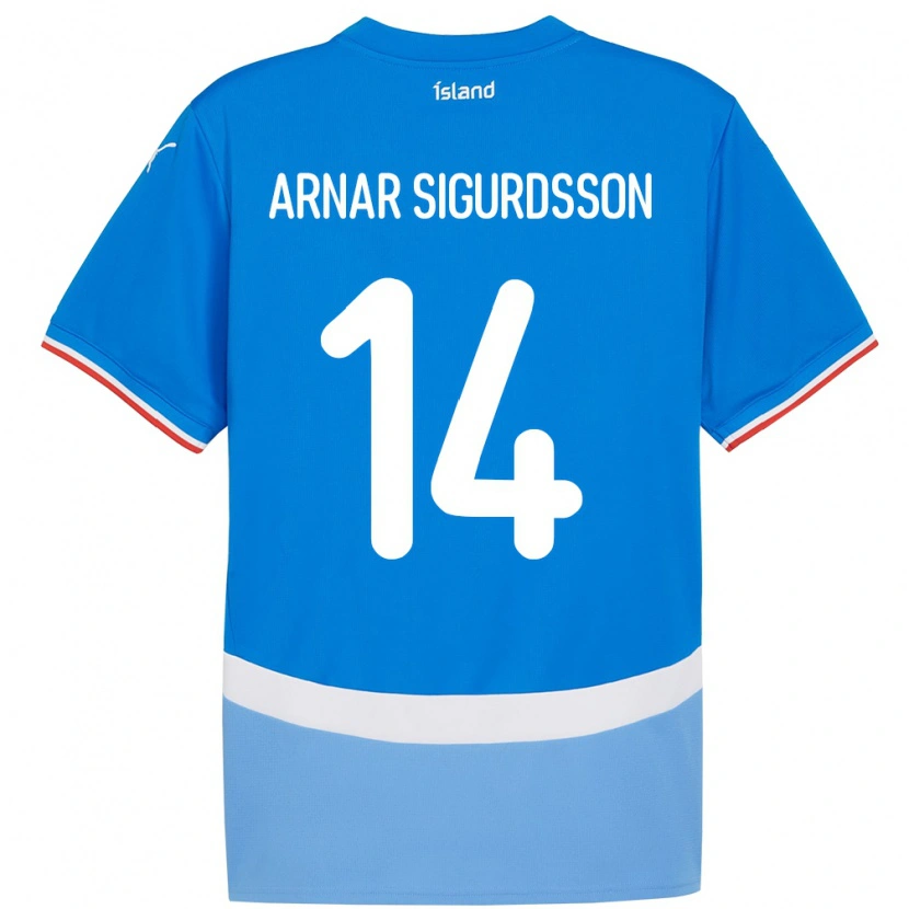 Danxen Mulher Camisola Islândia Jón Arnar Sigurdsson #14 Azul Principal 24-26 Camisa
