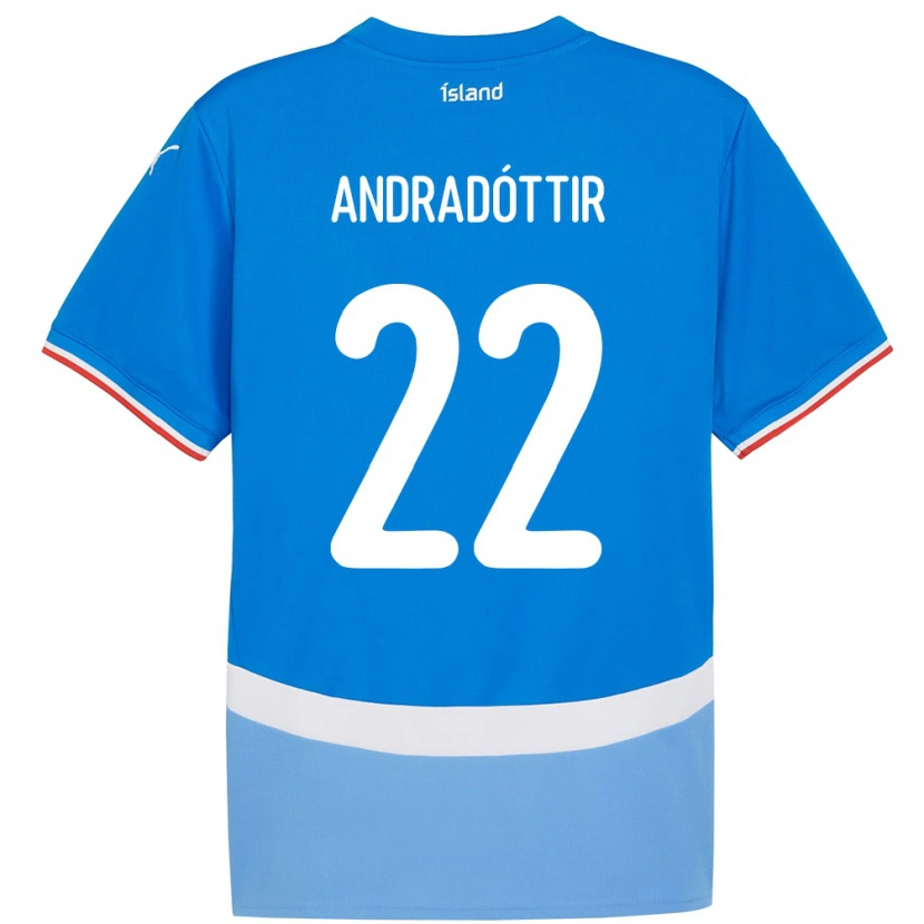 Danxen Mulher Camisola Islândia Amanda Andradóttir #22 Azul Principal 24-26 Camisa