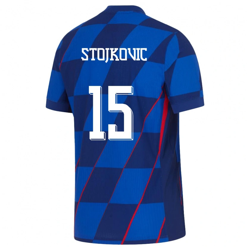 Danxen Mulher Camisola Croácia Luka Stojkovic #15 Azul Alternativa 24-26 Camisa