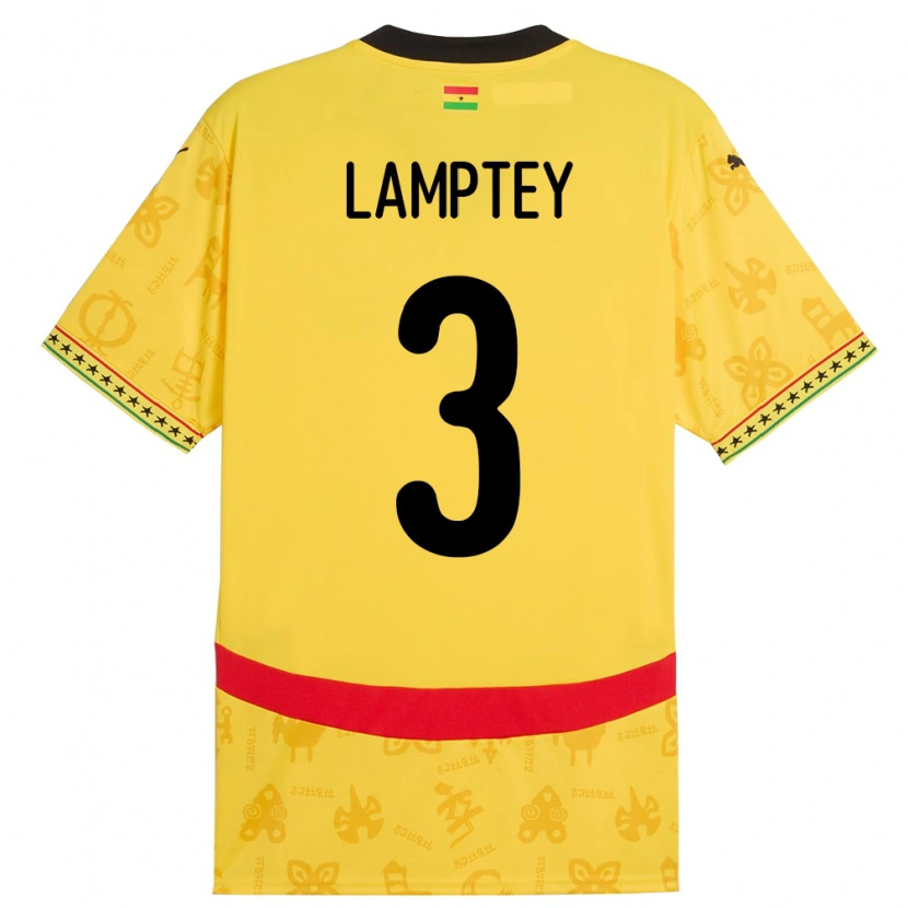 Danxen Mulher Camisola Gana Tariq Lamptey #3 Amarelo Alternativa 24-26 Camisa
