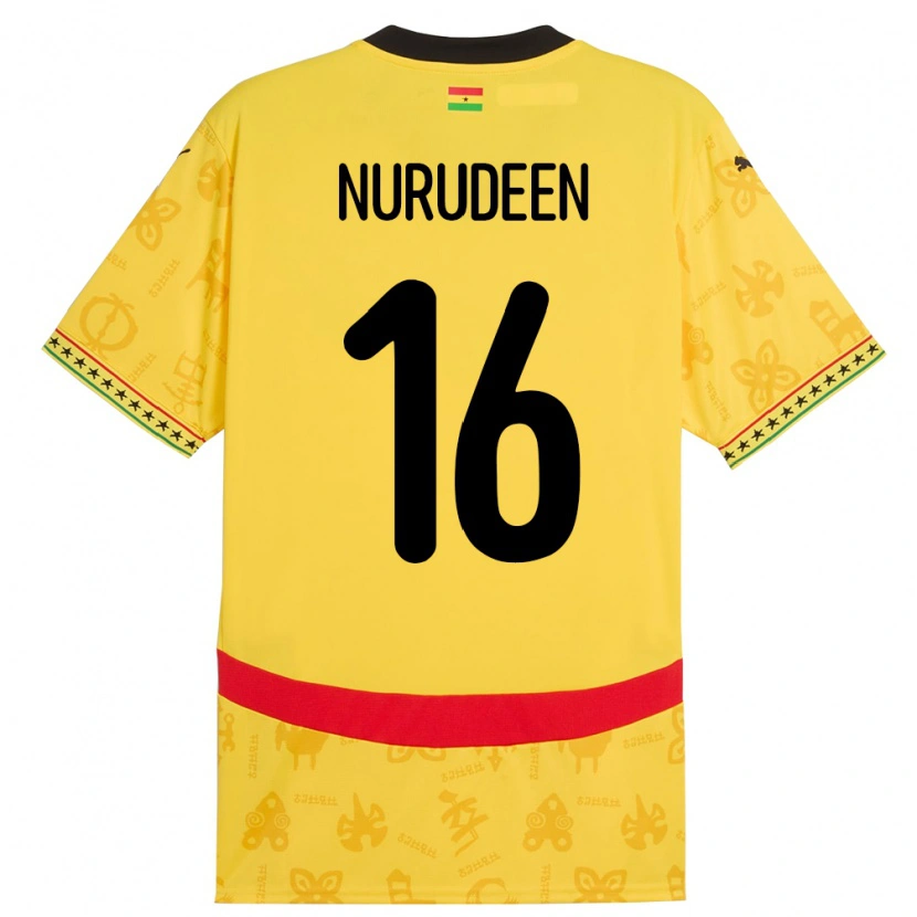 Danxen Mulher Camisola Gana Abdul Nurudeen #16 Amarelo Alternativa 24-26 Camisa