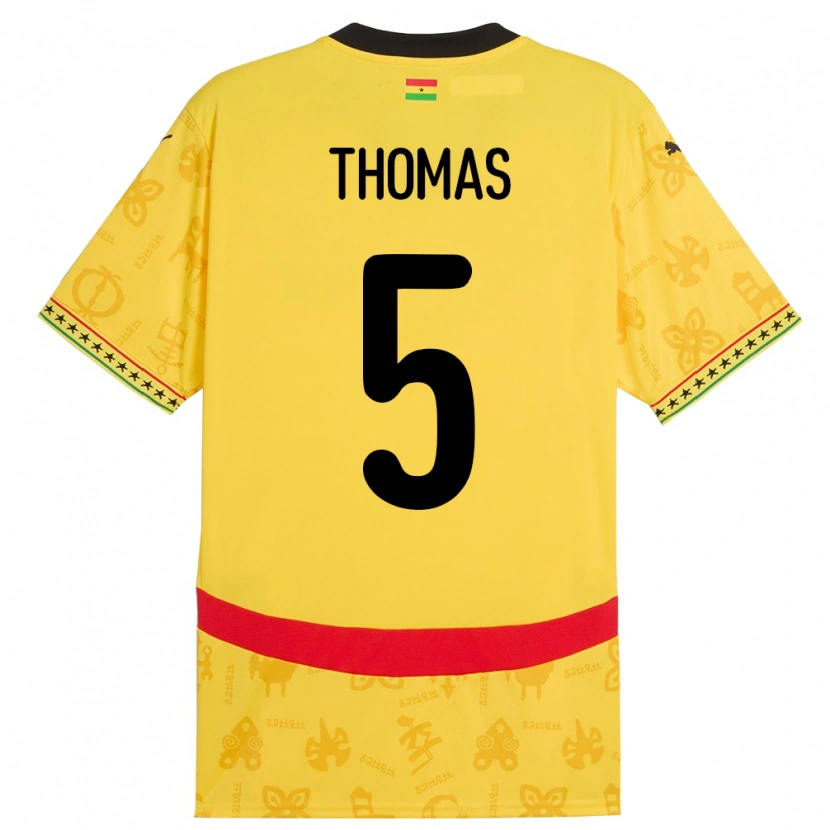 Danxen Mulher Camisola Gana Thomas Partey #5 Amarelo Alternativa 24-26 Camisa