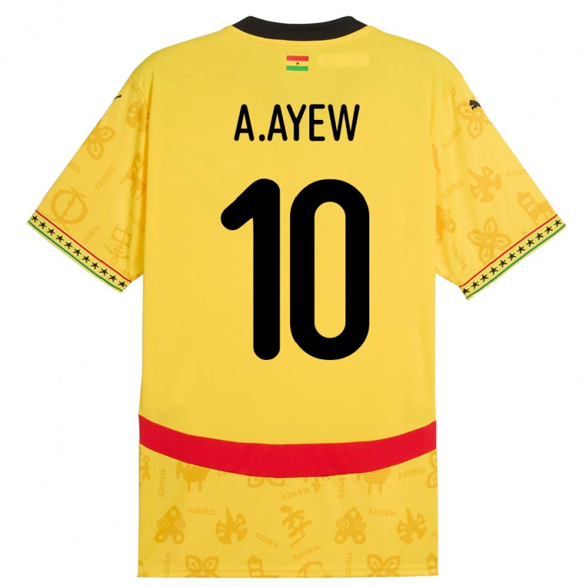 Danxen Mulher Camisola Gana Andre Ayew #10 Amarelo Alternativa 24-26 Camisa