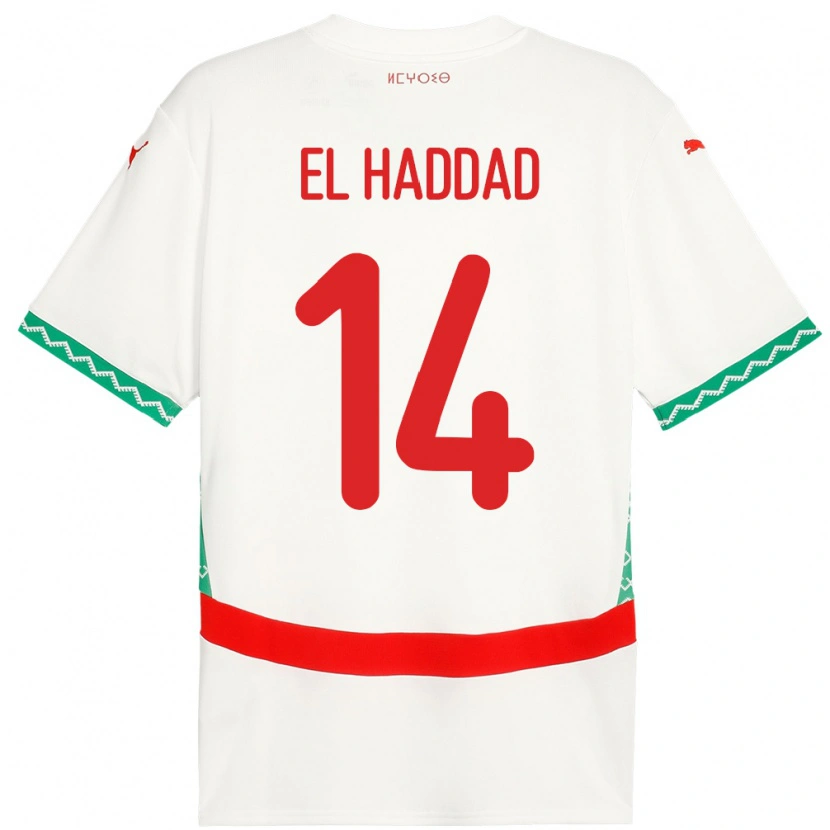 Danxen Mulher Camisola Marrocos Saad El Haddad #14 Branco Alternativa 24-26 Camisa