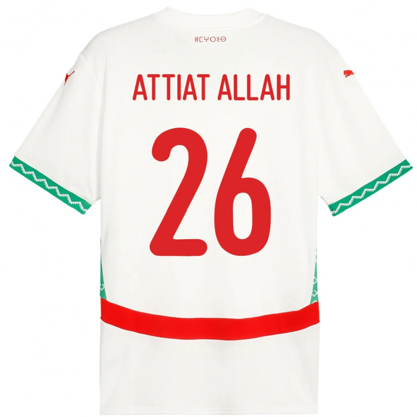 Danxen Mulher Camisola Marrocos Yahia Attiat-Allah #26 Branco Alternativa 24-26 Camisa