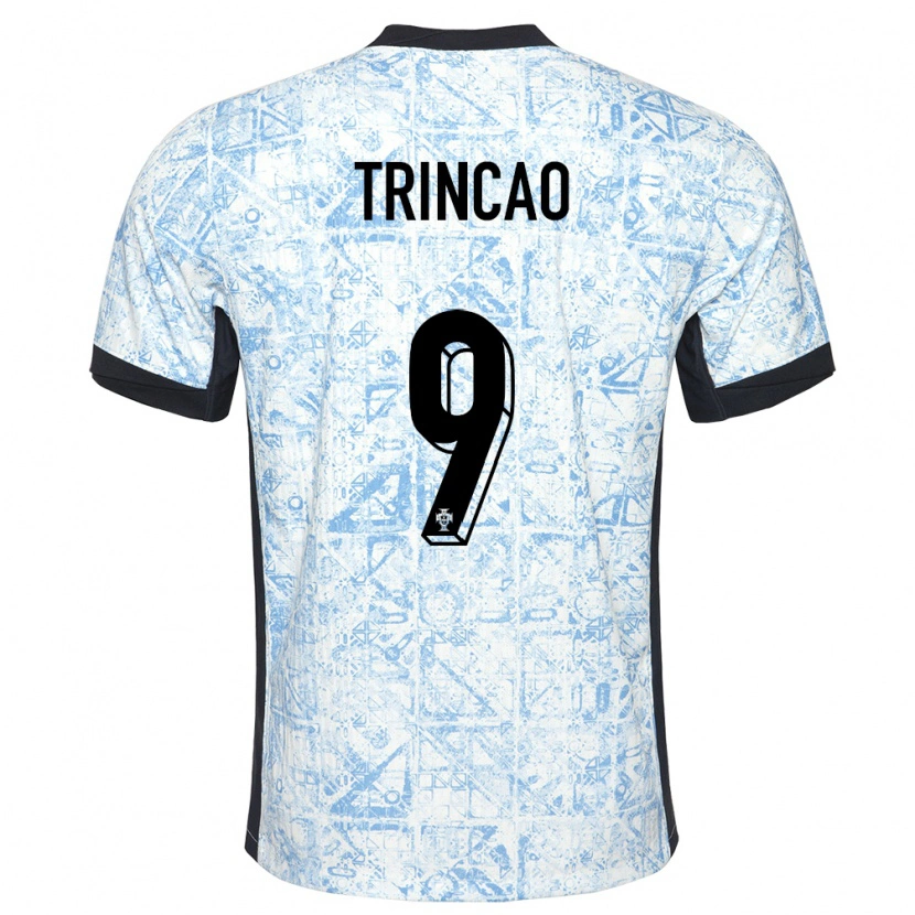 Danxen Mulher Camisola Portugal Trincão #9 Azul Creme Alternativa 24-26 Camisa