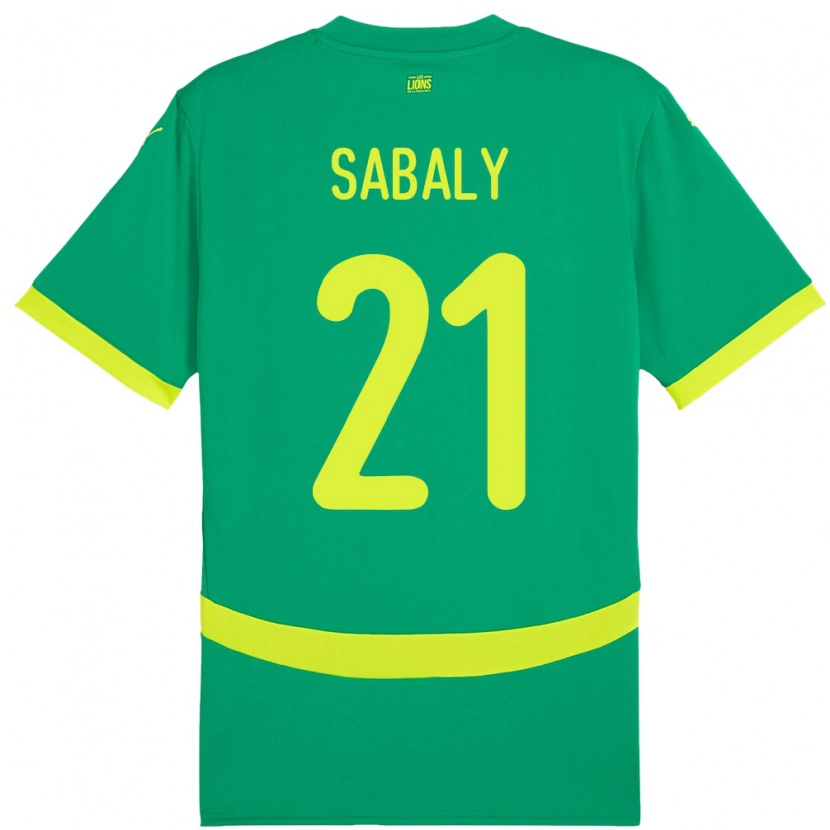 Danxen Mulher Camisola Senegal Cheikh Sabaly #21 Verde Alternativa 24-26 Camisa