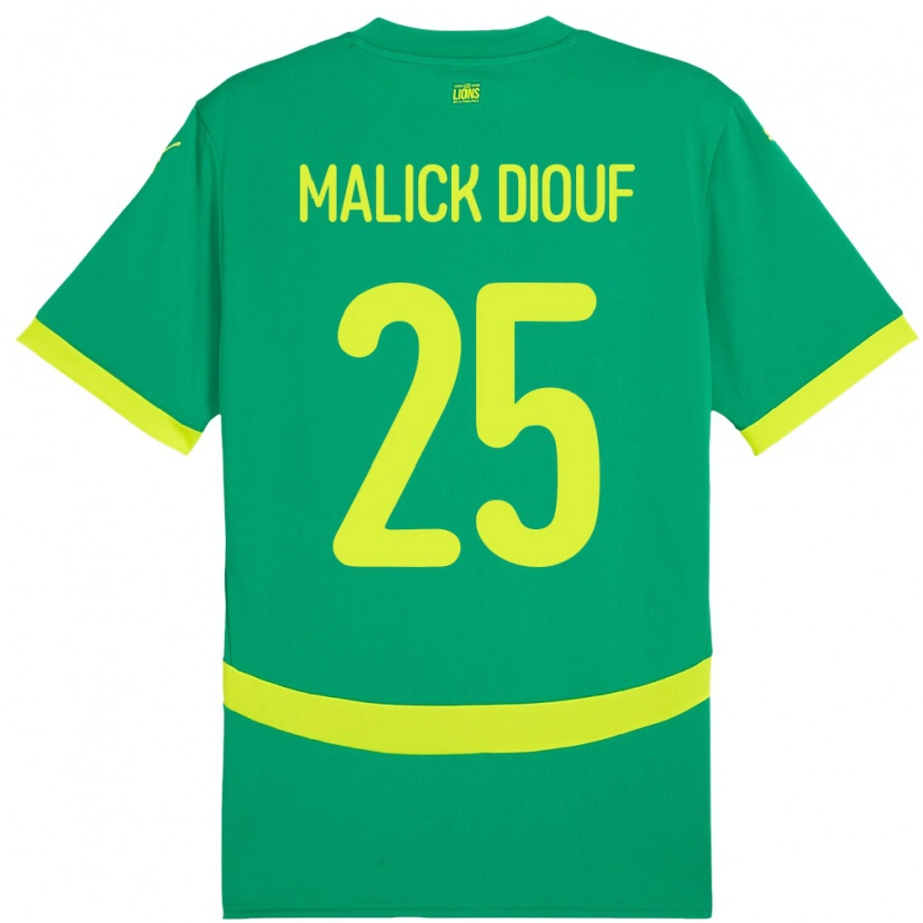 Danxen Mulher Camisola Senegal El Hadji Malick Diouf #25 Verde Alternativa 24-26 Camisa