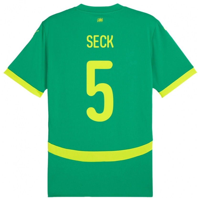 Danxen Mulher Camisola Senegal Ibrahima Seck #5 Verde Alternativa 24-26 Camisa