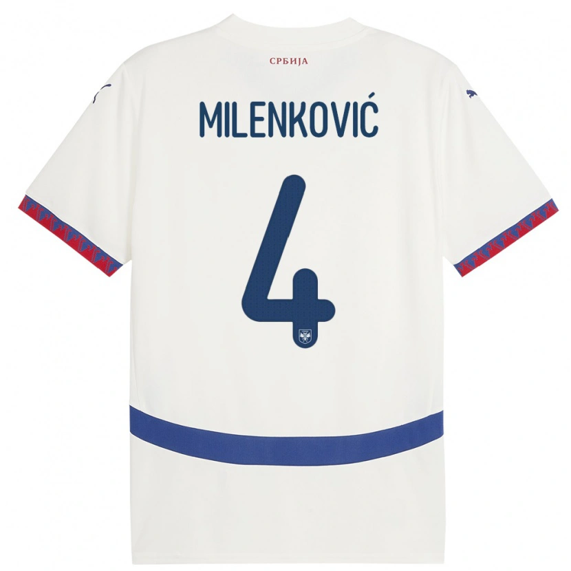 Danxen Mulher Camisola Sérvia Nikola Milenković #4 Branco Alternativa 24-26 Camisa