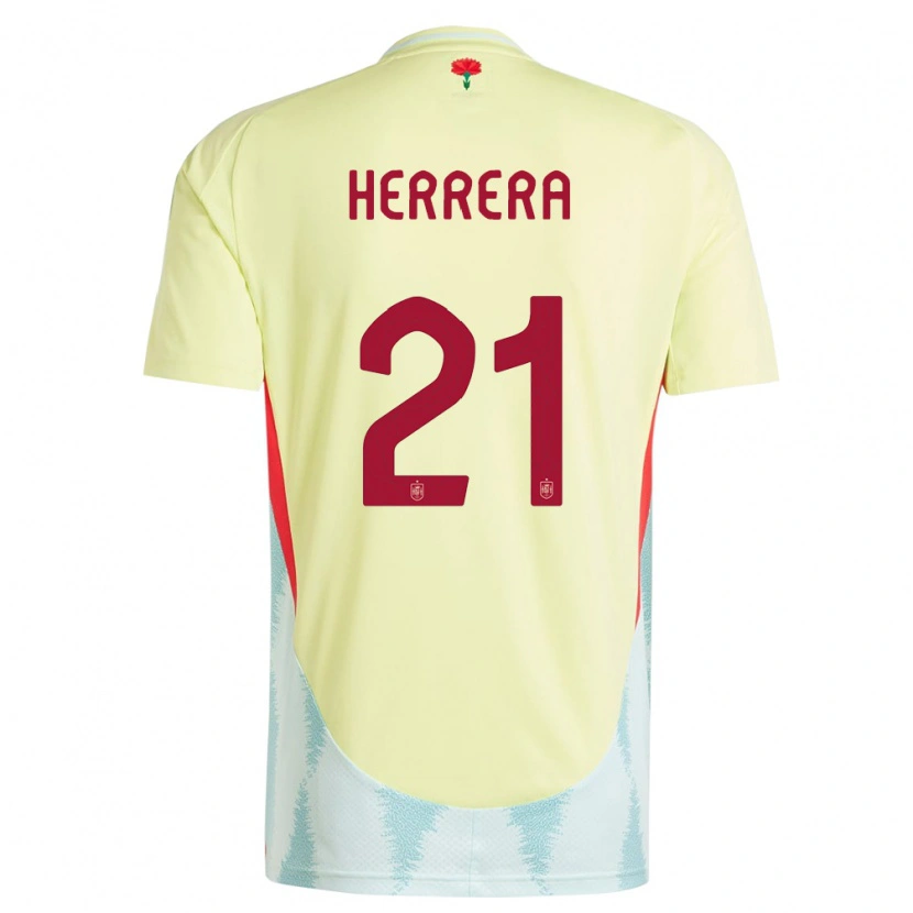 Danxen Mulher Camisola Espanha Iker Herrera #21 Amarelo Alternativa 24-26 Camisa