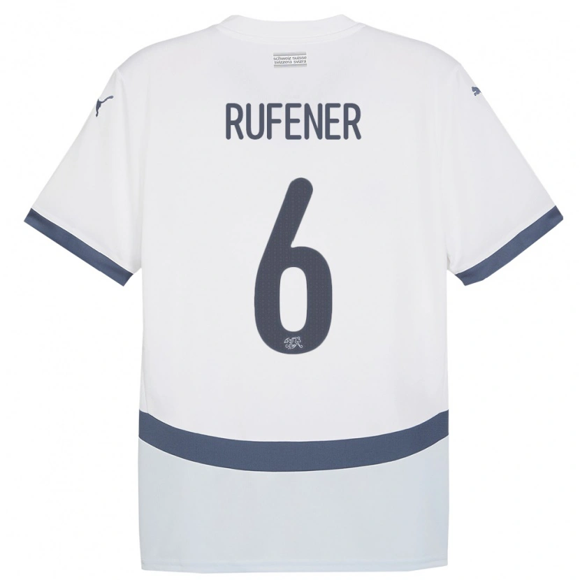 Danxen Mulher Camisola Suiça Elio Rufener #6 Branco Alternativa 24-26 Camisa