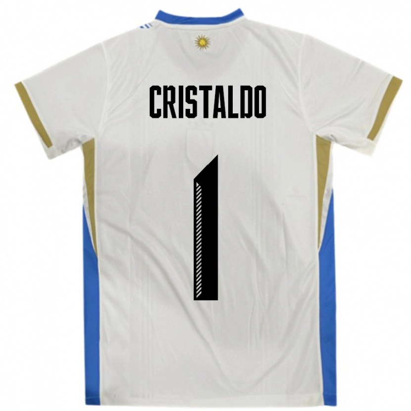 Danxen Mulher Camisola Uruguai Fabian Cristaldo #1 Branco Azul Alternativa 24-26 Camisa