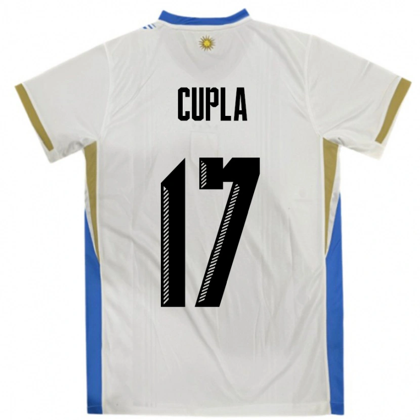 Danxen Mulher Camisola Uruguai Renzo Cupla #17 Branco Azul Alternativa 24-26 Camisa