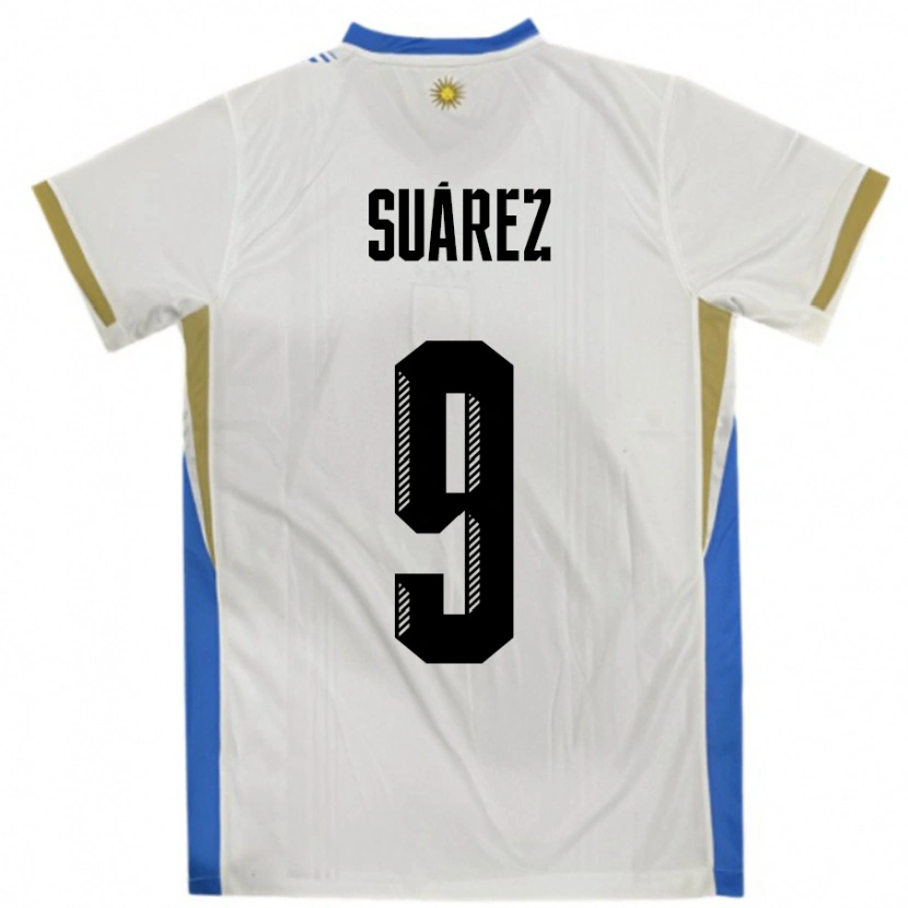 Danxen Mulher Camisola Uruguai Luis Suarez #9 Branco Azul Alternativa 24-26 Camisa
