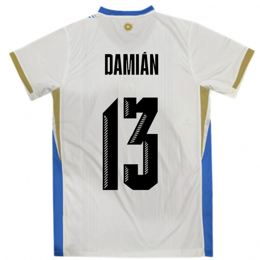 Danxen Mulher Camisola Uruguai Damian Suarez #13 Branco Azul Alternativa 24-26 Camisa