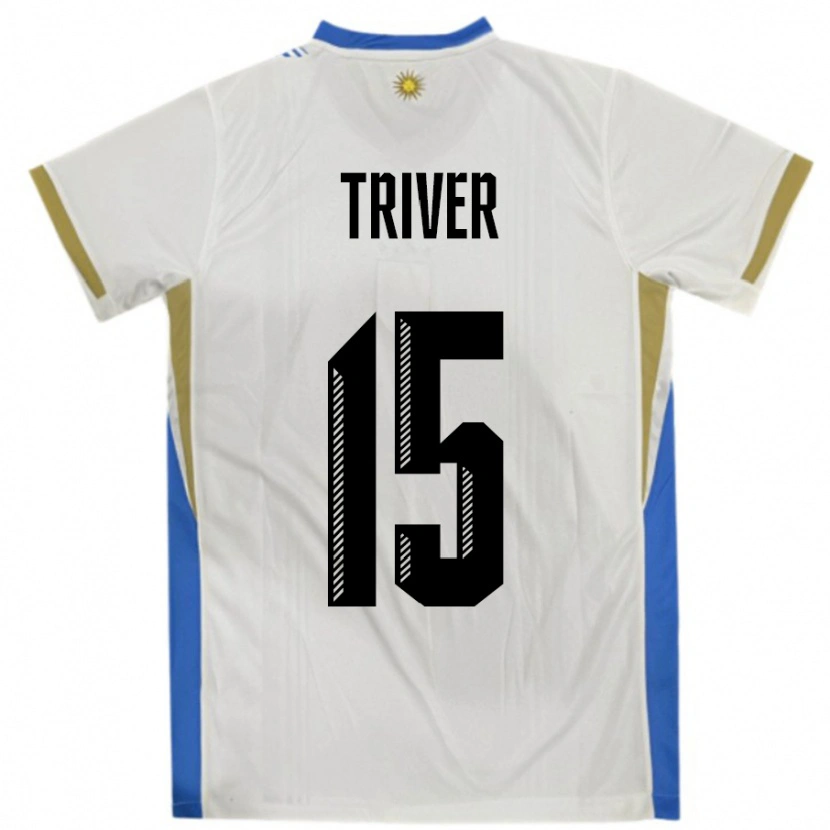 Danxen Mulher Camisola Uruguai Francisco Triver #15 Branco Azul Alternativa 24-26 Camisa