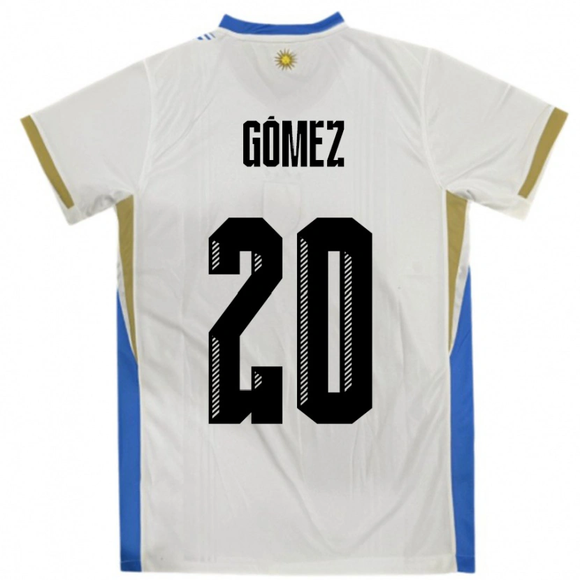 Danxen Mulher Camisola Uruguai Luciana Gomez #20 Branco Azul Alternativa 24-26 Camisa