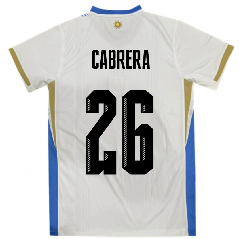 Danxen Mulher Camisola Uruguai Leandro Cabrera #26 Branco Azul Alternativa 24-26 Camisa