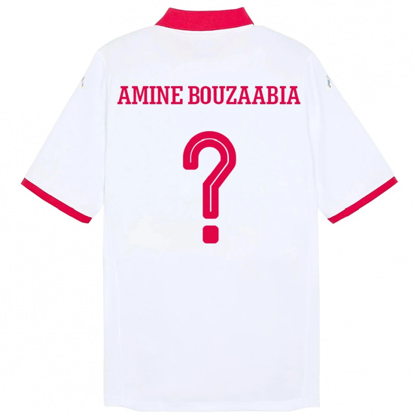 Danxen Mulher Camisola Tunísia Mohamed Amine Bouzaabia #0 Branco Alternativa 24-26 Camisa