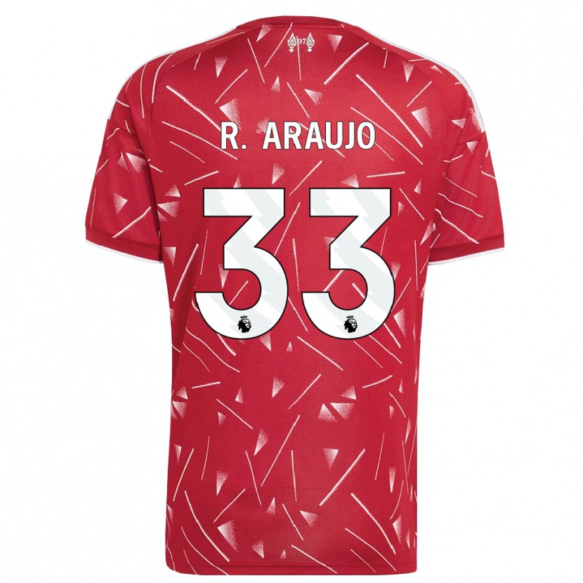 Danxen Mulher Camisola Ronald Araujo #33 Branco Vermelho Principal 2026/27 Camisa