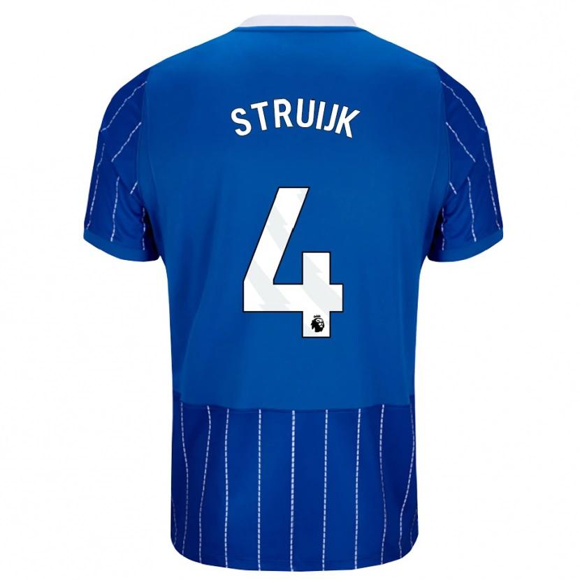 Danxen Mulher Camisola Pascal Struijk #4 Mediumblue Branco Principal 2026/27 Camisa