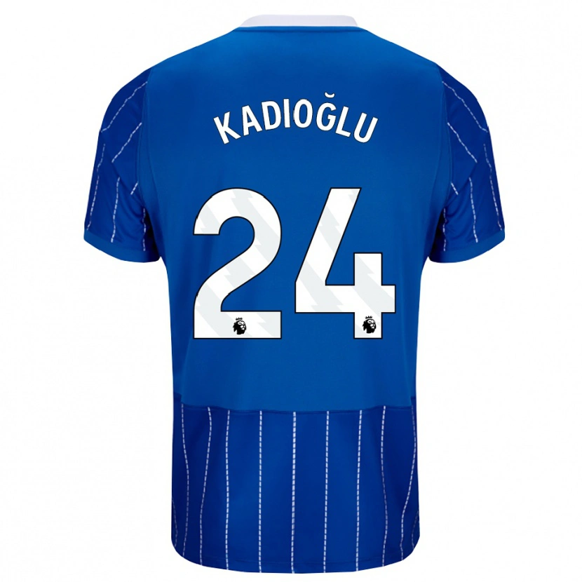 Danxen Mulher Camisola Ferdi Kadıoğlu #24 Mediumblue Branco Principal 2026/27 Camisa