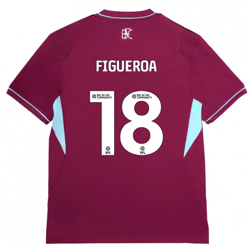 Danxen Mulher Camisola Keyvan Figueroa #18 Borgonha Verde Principal 2026/27 Camisa