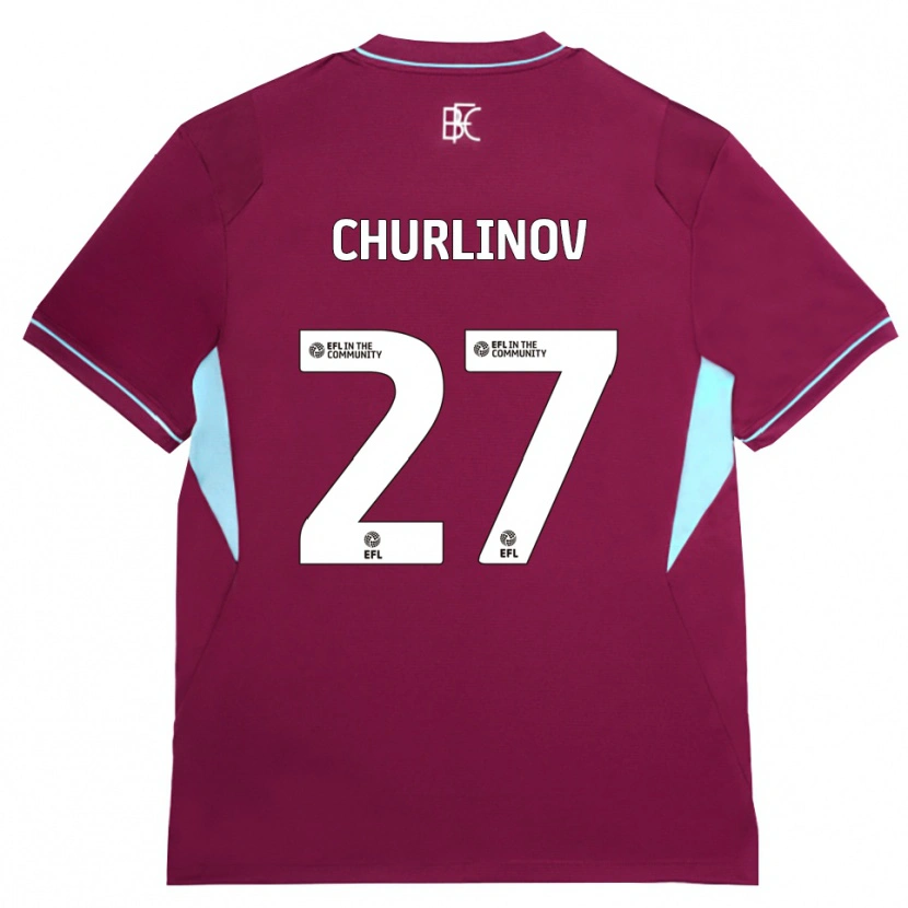 Danxen Mulher Camisola Darko Churlinov #27 Borgonha Verde Principal 2026/27 Camisa
