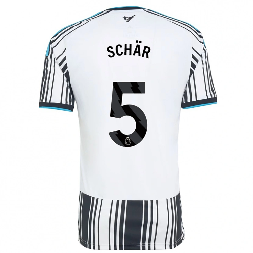 Danxen Mulher Camisola Fabian Schär #5 Skyblue Preto Branco Principal 2026/27 Camisa
