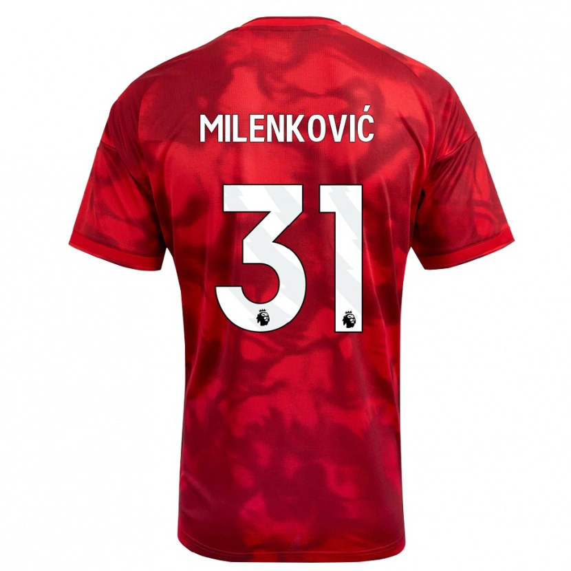 Danxen Mulher Camisola Nikola Milenković #31 Crimson Branco Principal 2026/27 Camisa