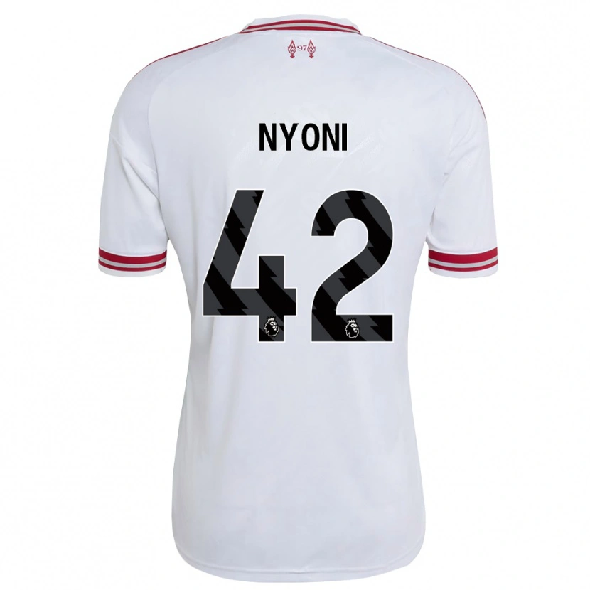 Danxen Mulher Camisola Trey Nyoni #42 Vermelho Branco Alternativa 2026/27 Camisa