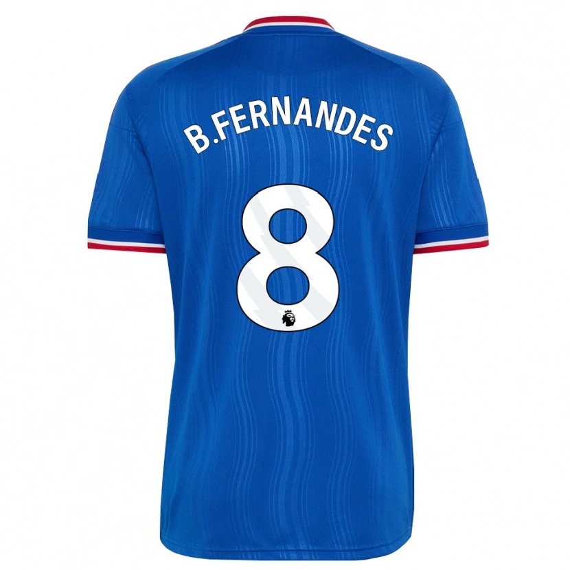 Danxen Mulher Camisola Bruno Fernandes #8 Azul Branco Vermelho Alternativa 2026/27 Camisa