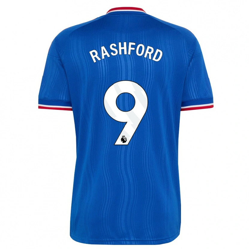 Danxen Mulher Camisola Marcus Rashford #9 Azul Branco Vermelho Alternativa 2026/27 Camisa