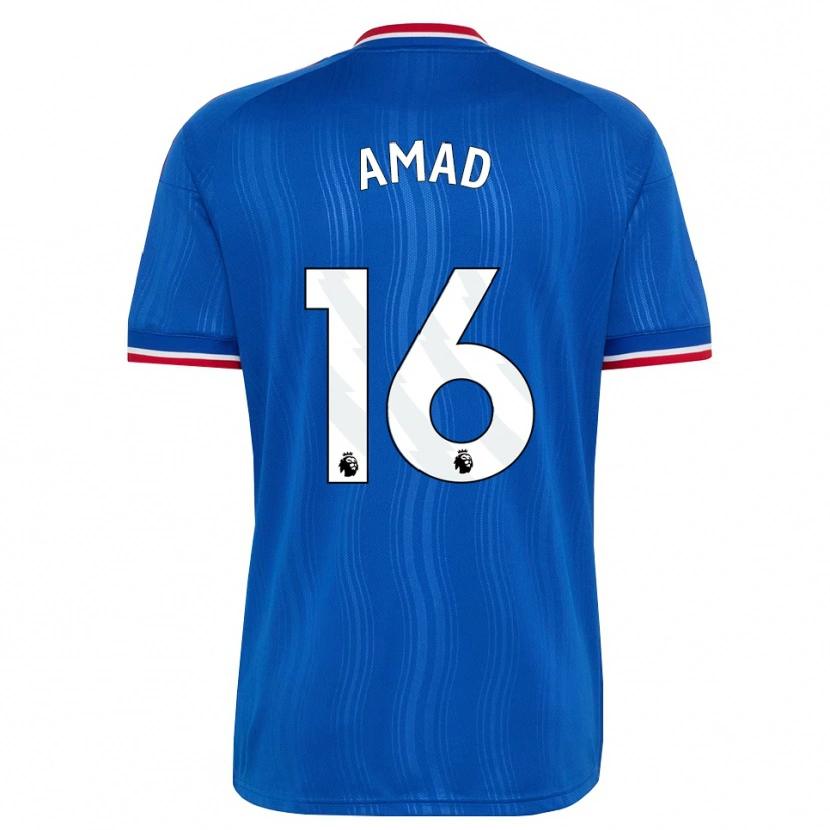 Danxen Mulher Camisola Amad Diallo #16 Azul Branco Vermelho Alternativa 2026/27 Camisa